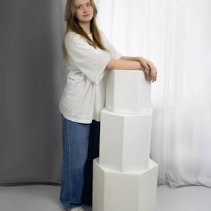 Hexagon Holzhocker, Sechseckiger Set Hocker, Tisch, Würfel, Deko Holz Handmade, Haus, Garten, Requisiten Photo Props Studio Posiert Zubehör