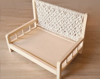 Wooden bed sofa macrame animal, cat, dog, photo props, dog and cat bed