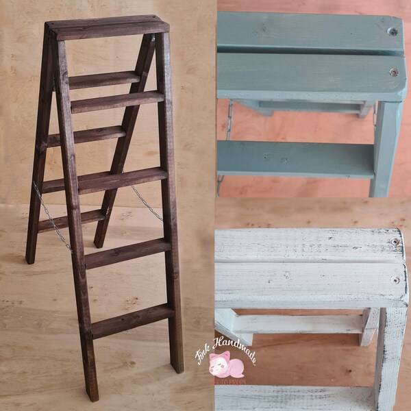 Échelle en bois 100 cm. Échelle d'escalier en bois, échelle d'escalade faite à la main, escabeau de tir, accessoires de décoration, accessoires Photo