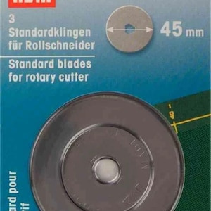 Prym replacement blades for rotary cutters 45 mm, stainless steel, 3 pieces.