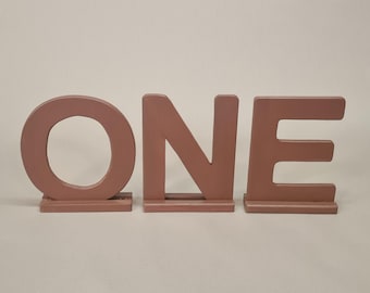 ONE letters, 20 cm. Wooden birthday photo props.
