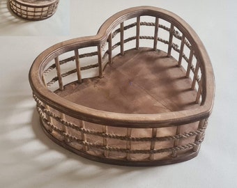 Heart bowl, heart bed, moon bed, moon, crescent moon, bowl, basket, photo props, box, crate, decoration, wood, handmade props, studio, posed, accessories