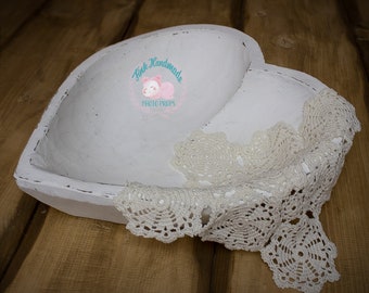 Heart-shaped bowl, solid wood decoration, handmade props, baby and children's photo props, accessories for baby photography