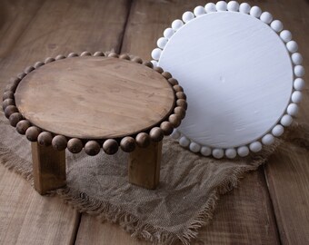 Tafel Cake Stand Stand Bijzettafel Stoel met Houten Ballen Ondersteuning Bloem Decoratie Hout Handgemaakte Props