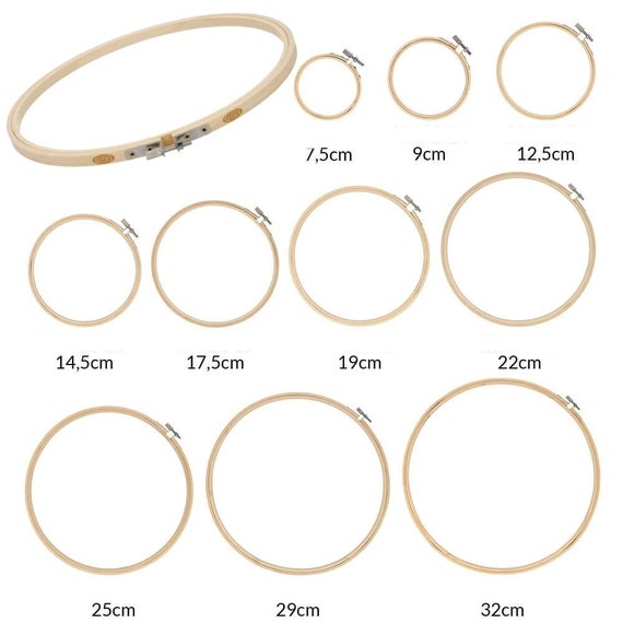 Lot of 7 ROUND WOOD EMBROIDERY HOOPS various sizes 12 8 5