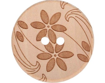 5 pcs. Wooden buttons 33.75 mm wooden button laser cut flowers button buttons sewing wood button