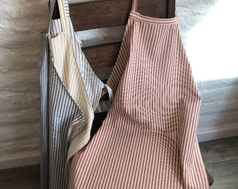 Adjustable, French farmhouse striped apron, matching aprons, 100% cotton ticking-stripe apron, family aprons, handmade apron, custom apron