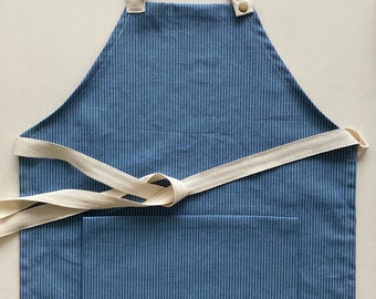 Adjustable, French farmhouse striped apron, matching aprons, 100% cotton apron, family aprons, handmade apron, custom apron, French blue