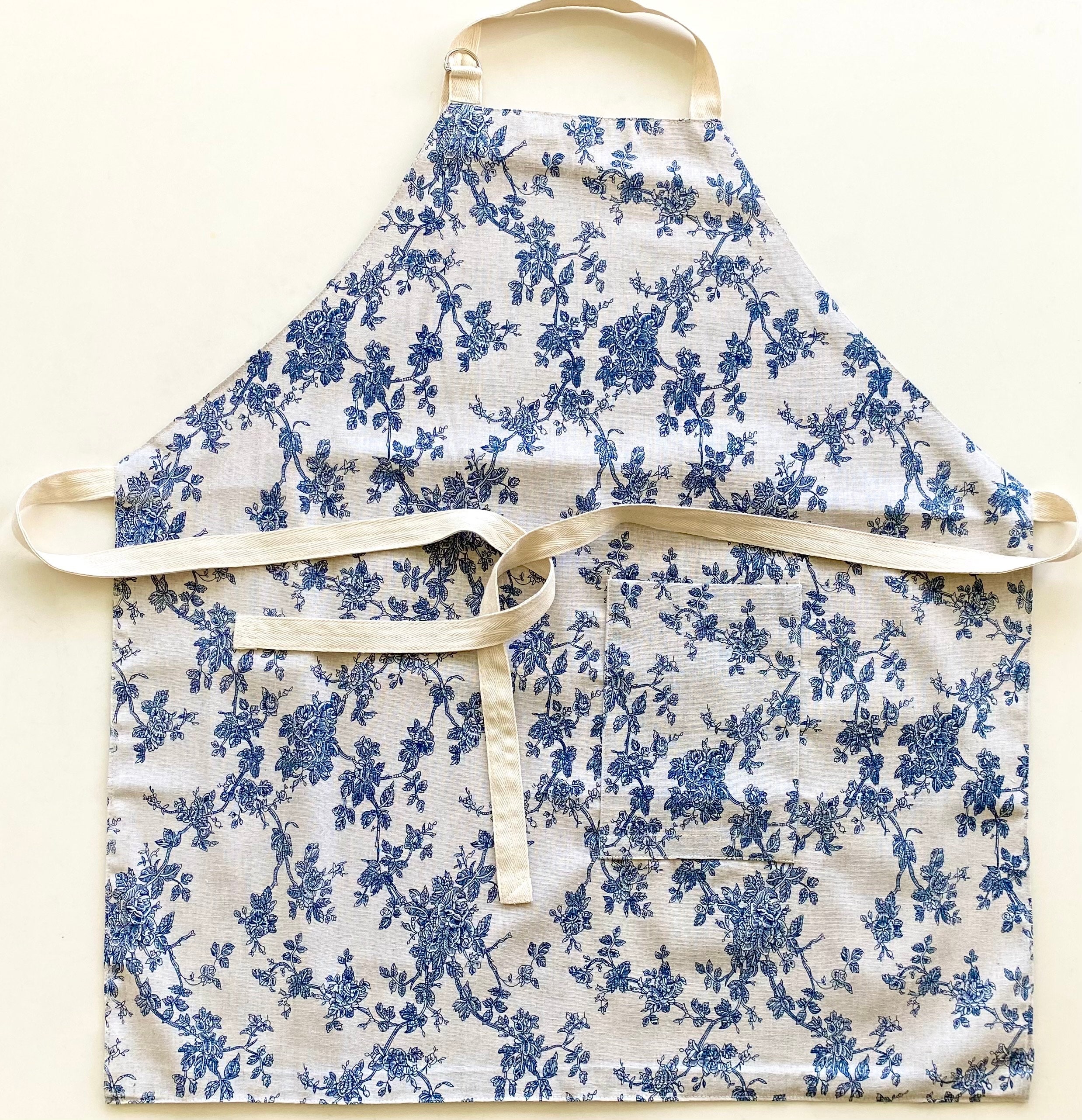 Adjustable, French farmhouse apron, matching aprons, 100% cotton apron, family aprons, handmade apron, custom apron, French blue floral