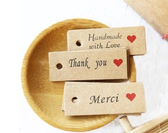 100 Pcs Kraft Paper Gift Tags Cartoon Handmade Mini Cards Hang DIY Paper Labels