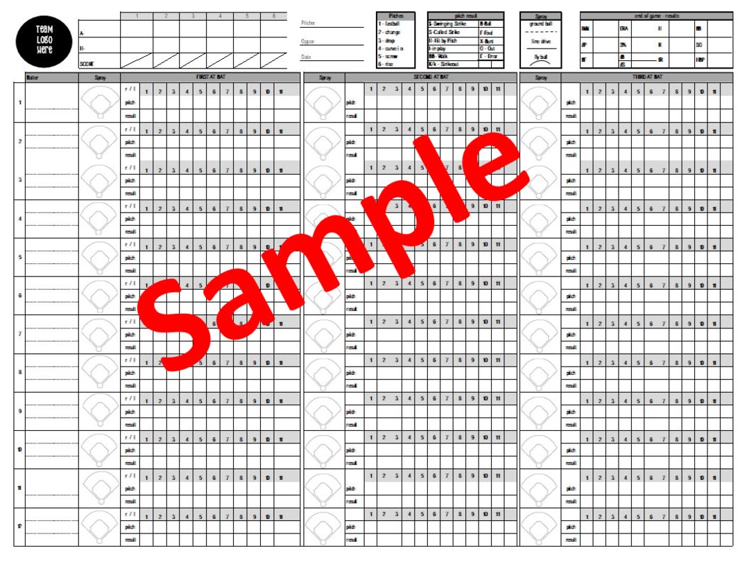 Softball Pitch Tracker With Spray Chart Etsy
