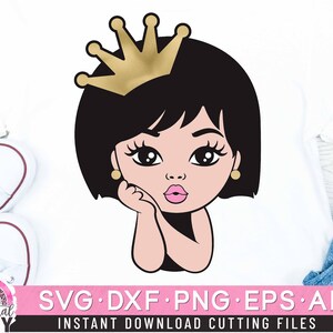 Petite princesse Svg, Svg peekaboo girl, Svg fille de race blanche, fille avec couronne Svg, fichier de coupe en couches Svg, Dxf, Eps, Png