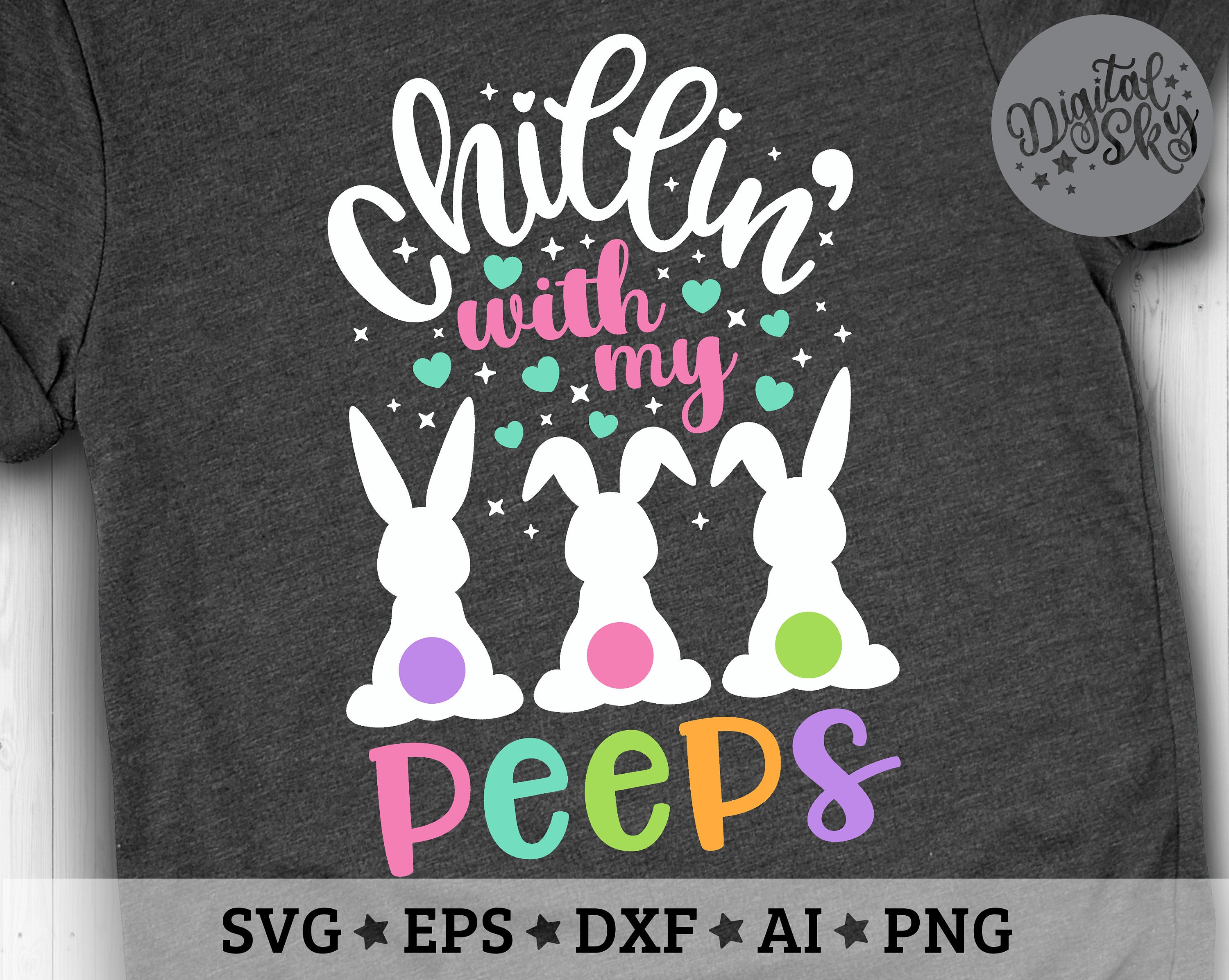 Download Chillin With My Peeps Svg Easter Bunny Svg Bunny Rainbow Etsy