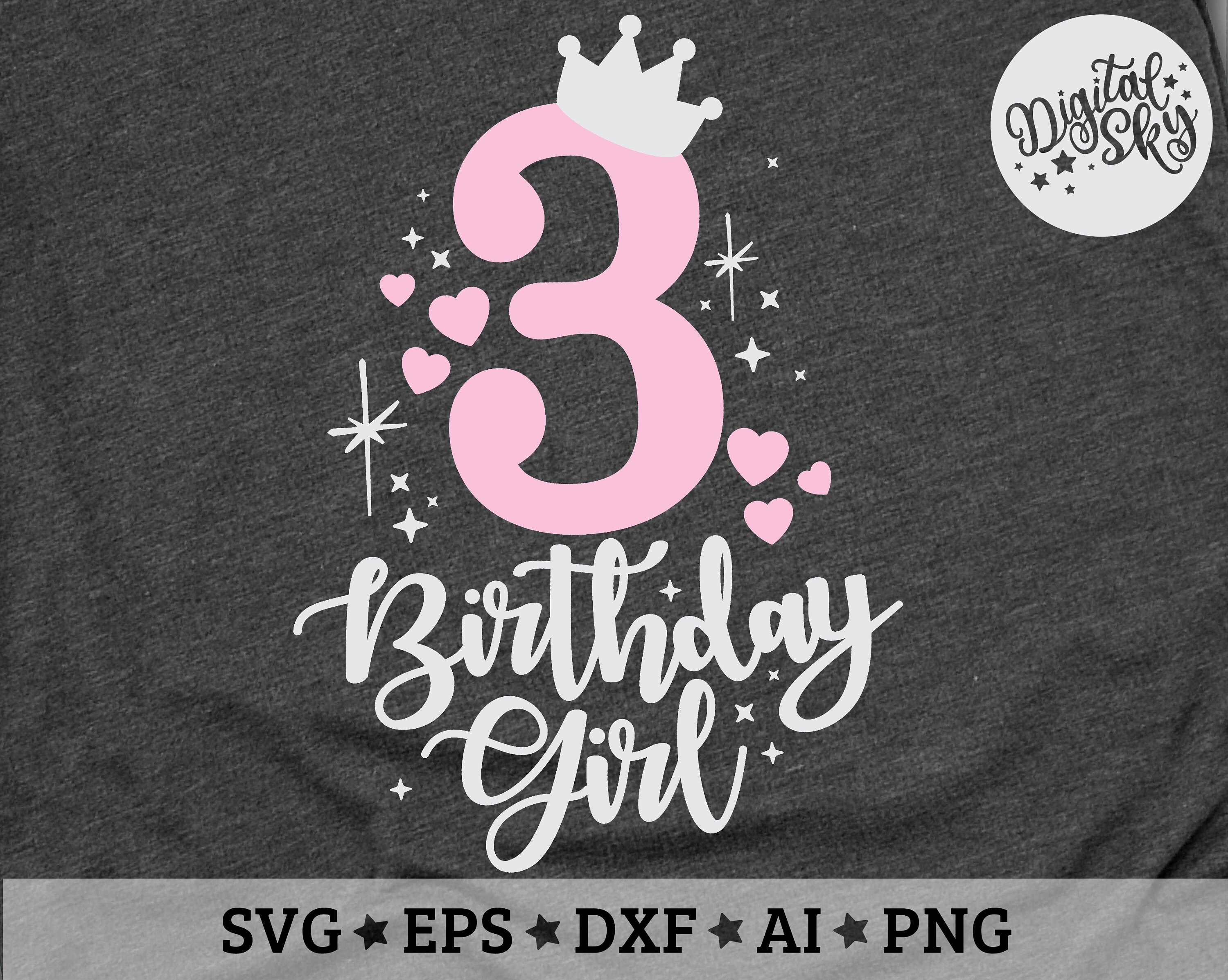 Tres cumpleaños Svg, tercer cumpleaños Svg, 3er cumpleaños Svg, cumpleaños  niña Svg, princesa Svg, corona número Svg, número tres Svg -  España