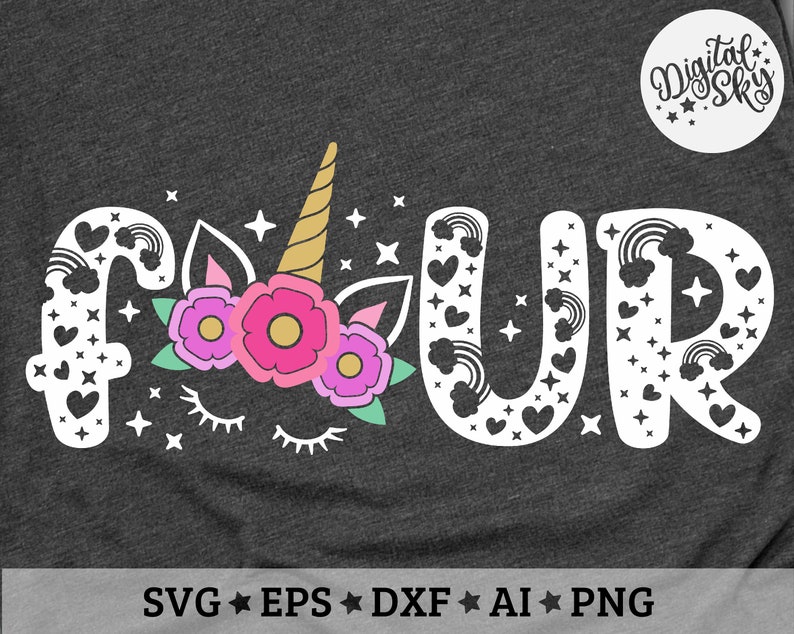 Download Unicorn Four Birthday Svg Fourth Birthday Svg Unicorn 4th ...