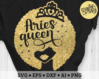 Aries Queen Svg, Birthday Queen Svg, Black Women Svg, Afro Girl Svg