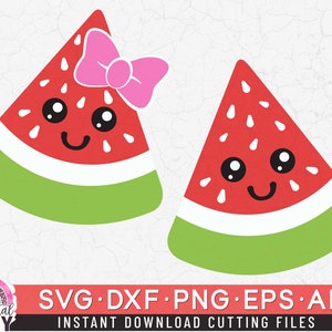 Watermelon Slice Svg, Cute Watermelon Svg, Watermelon Svg, Kawaii Watermelon Svg, Summer Clip Art svg, dxf, png, eps, Cut files