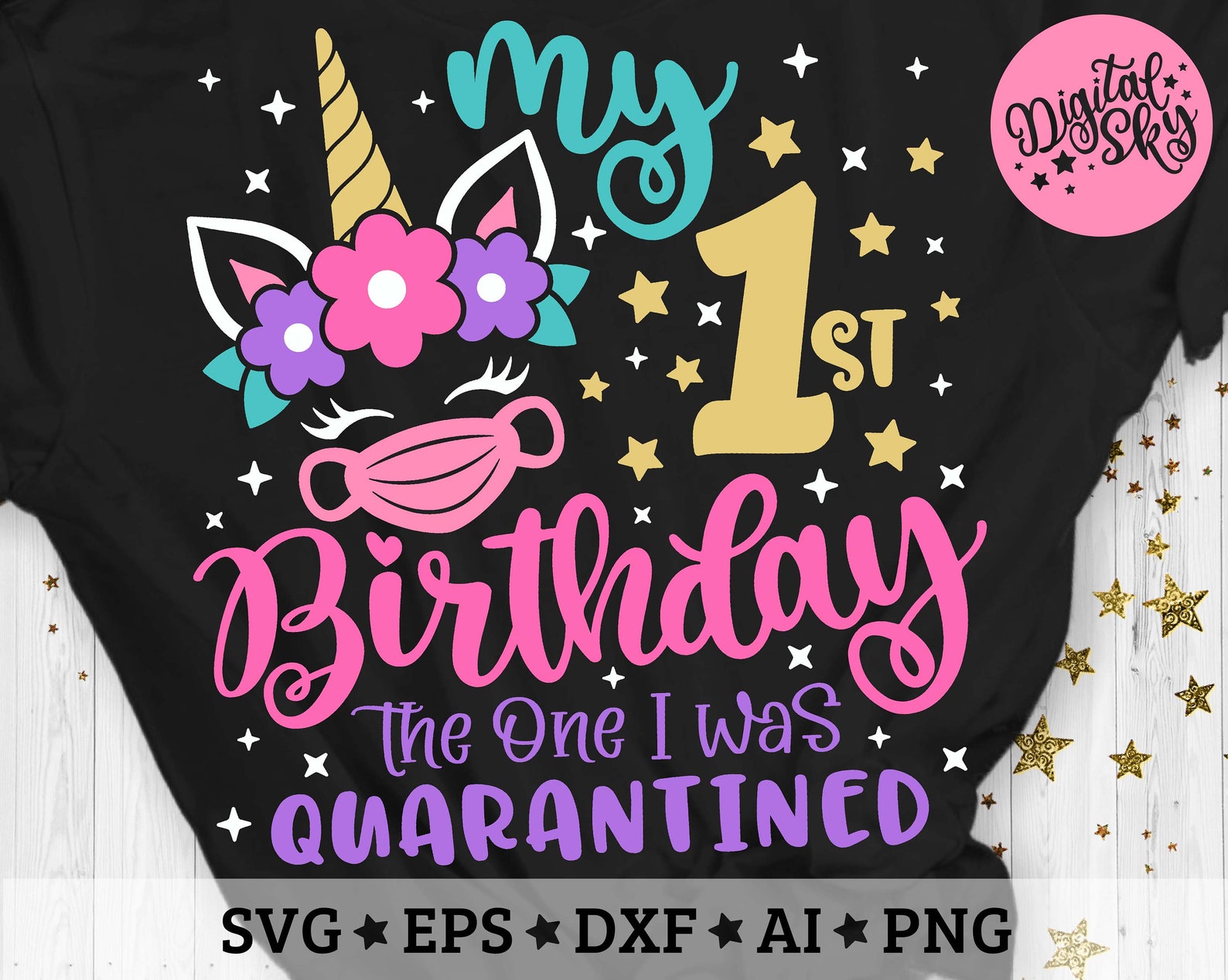 Download My 1st Birthday The one I was Quarantined Svg Unicorn | Etsy