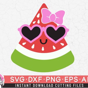 Watermelon Slice Sunglasses Svg, Cute Watermelon Svg, Watermelon Svg, Kawaii Watermelon Svg, Summer Clip Art svg, dxf, png, eps, Cut files