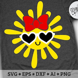 Sol con gafas de sol Svg, Sun Clipart Svg, Summer Baby Svg, Kawaii Sun Svg, Cute Sun Svg, Summer Clip Art svg, dxf, png, eps, Cortar archivos