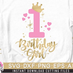 One Birthday Svg, First Birthday Svg, 1st Birthday Svg, Birthday Girl Svg, Princess Svg, Crown Number Svg, Number One Svg