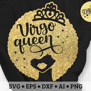 Virgo Queen Svg, Birthday Queen Svg, Black Women Svg, Afro Girl Svg, Cut File Svg, Dxf, Eps, Png