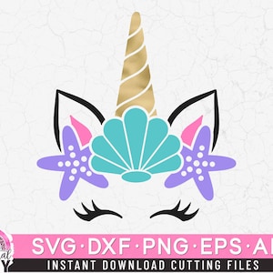 Sea Star Shell Unicorn Svg, Summer Unicorn Svg, Beach Unicorn Svg, Ocean Unicorn svg, Clipart Cut Files, dxf, png, eps,