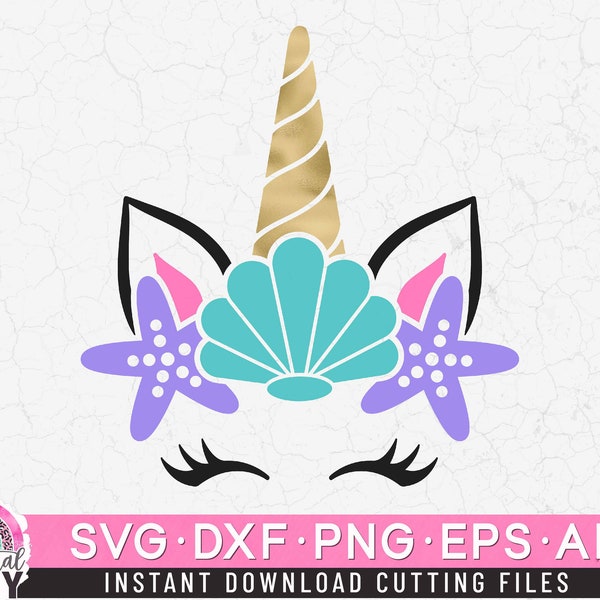 Sea Star Shell Unicorn Svg, Summer Unicorn Svg, Beach Unicorn Svg, Ocean Unicorn svg, Clipart Cut Files, dxf, png, eps,