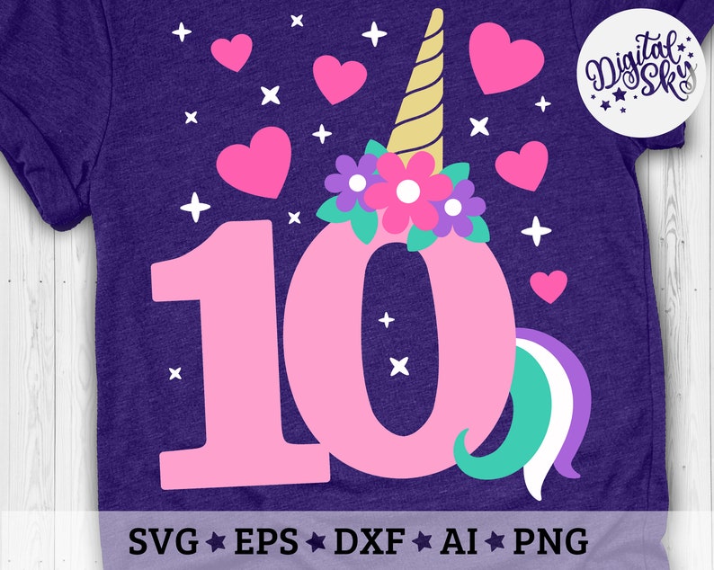 Download Tenth Birthday Unicorn Svg Unicorn Number Ten Svg Unicorn ...