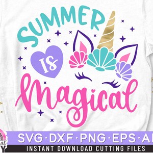Summer is Magical Svg, Summer Unicorn Svg, Unicorn Mermaid Svg, Beach Ocean Unicorn svg, dxf, png, eps, Cut files