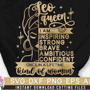 Leo Queen Svg, Birthday Queen Svg, Black Women Svg, Afro Girl Svg, Zodiac Cut File Svg, Dxf, Eps, Png
