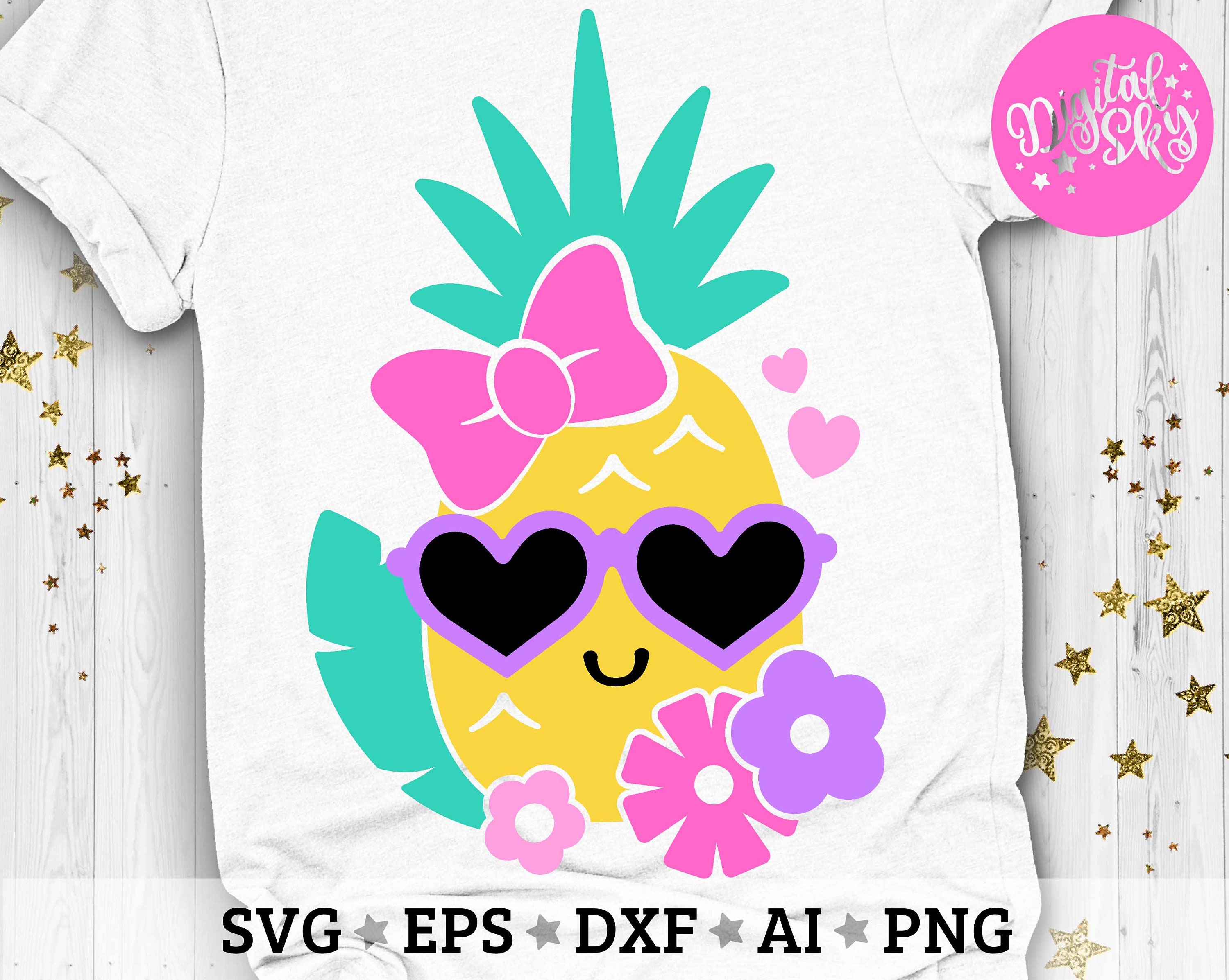 Cute Pineapple Svg Pineapple Girl Bow Svg Kawaii Pineapple Etsy