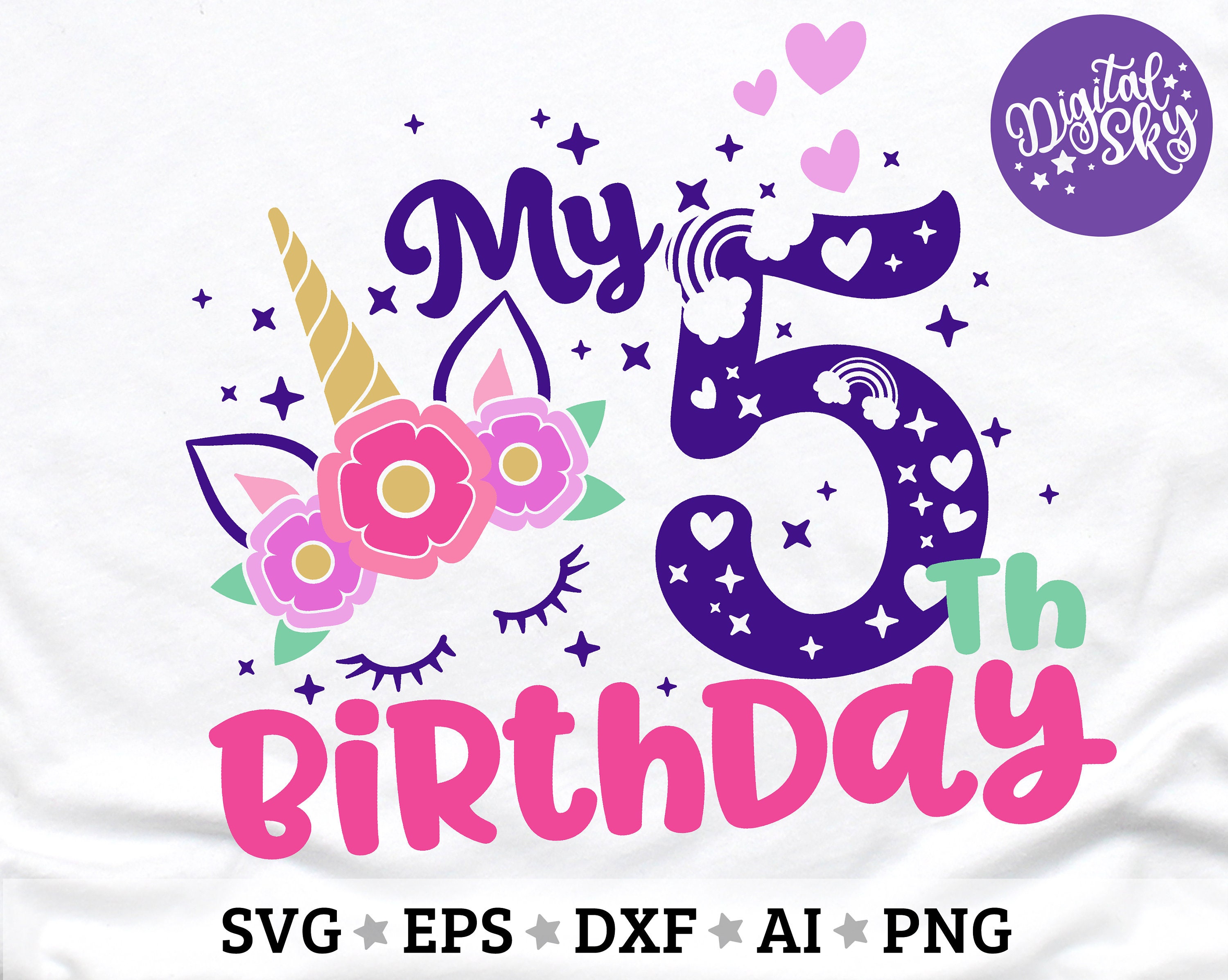 Unicorn 5th Birthday Svg Fifth Birthday Svg Unicorn 5th - Etsy Canada