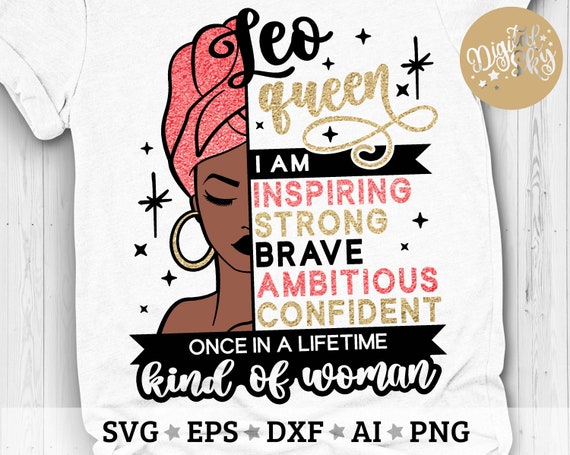 Dxf Zodiac Cut File Svg Afro Girl Svg Black Women Svg Png Leo Queen Svg Eps Birthday Queen Svg