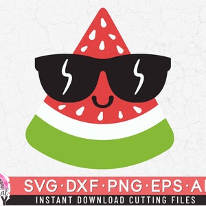 Watermelon Slice Sunglasses Svg, Cute Watermelon Svg, Watermelon Svg, Kawaii Watermelon Svg, Summer Clip Art svg, dxf, png, eps, Cut files