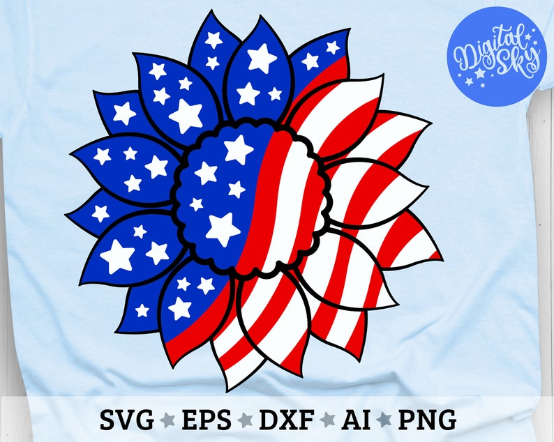 Download Patriotic Sunflower Svg America Sunflower Svg USA Flag | Etsy