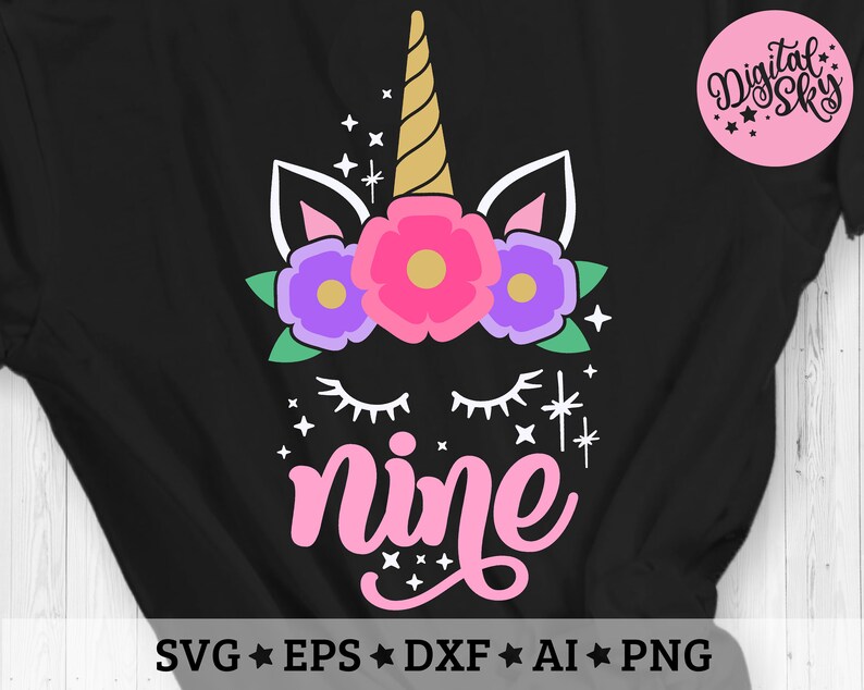 Download My 9th Birthday Svg Nine Birthday Svg Unicorn Birthday Svg | Etsy