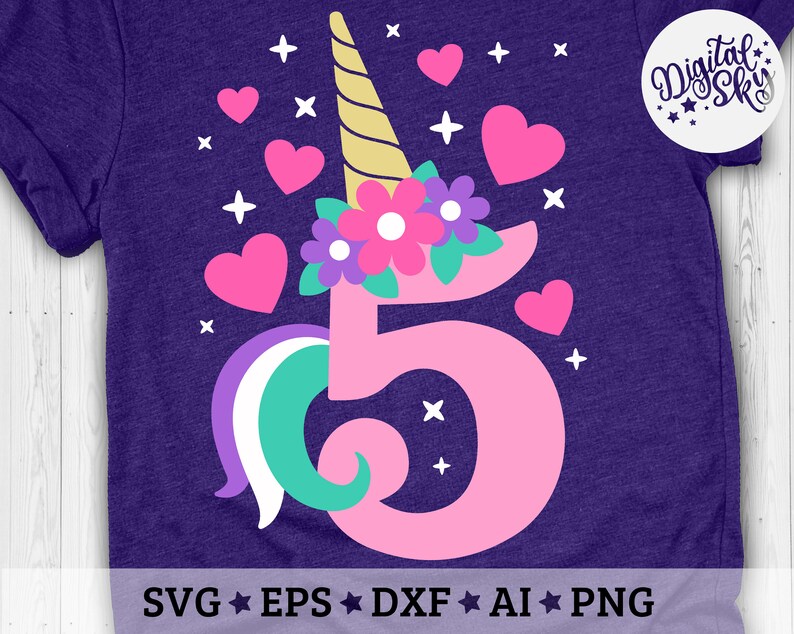 Download Fifth Birthday Unicorn Svg Unicorn Number Five Svg Unicorn ...