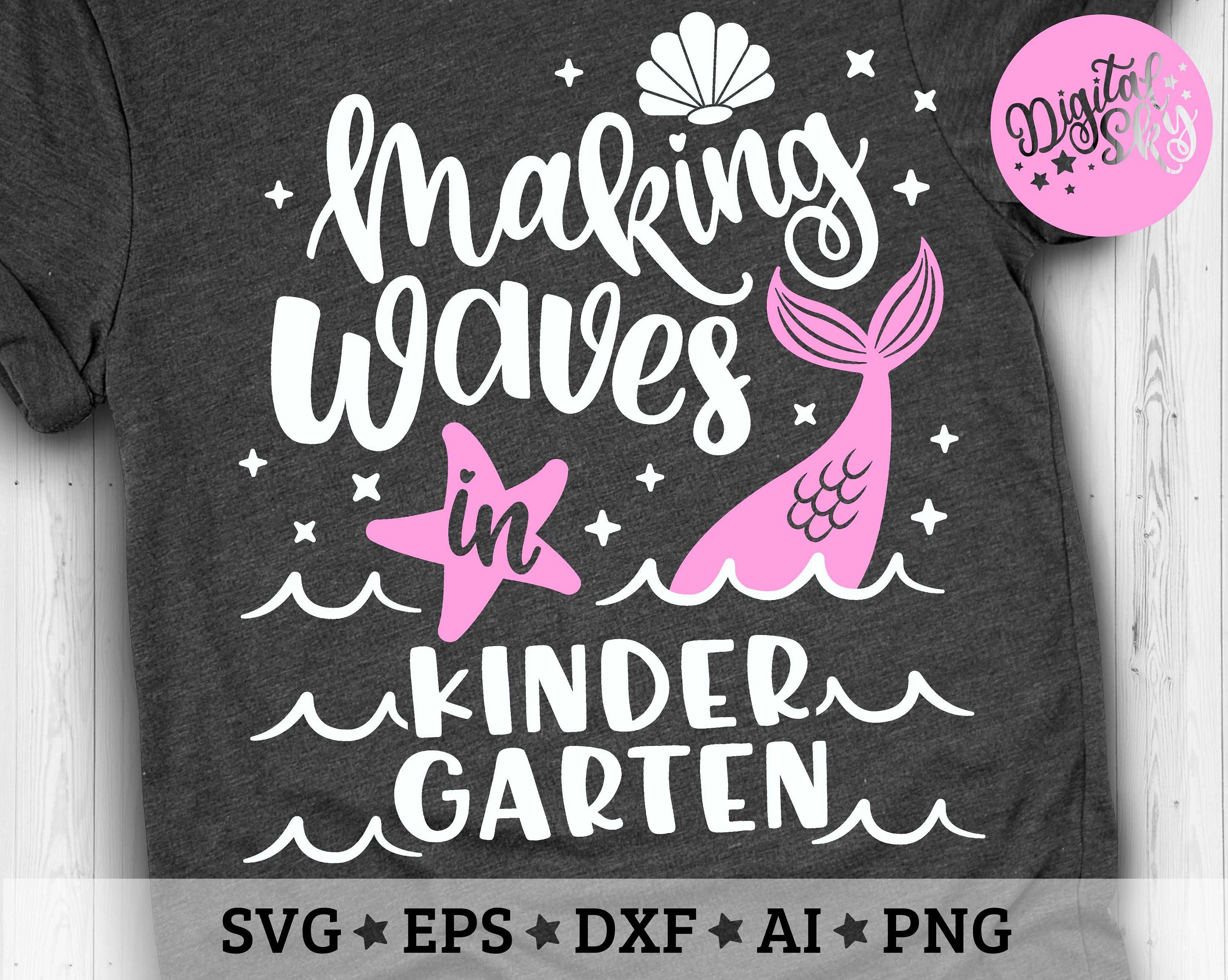 Kindergarten Grade Cute Mermaid Shirt Girls Making Waves T-Shirt 
