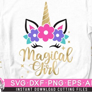 Magical Girl Svg, Svg fille licorne, fichier coupe en couches Svg, Dxf, Eps, Png