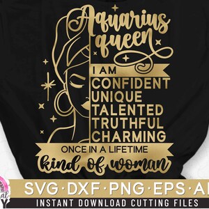 Aquarius Queen Svg, Birthday Queen Svg, Black Women Svg, Afro Girl Svg, Zodiac Cut File Svg, Dxf, Eps, Png