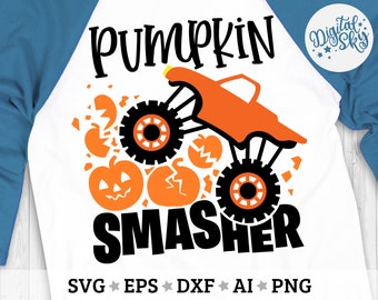 Pumpkin Smasher SVG, Monster Truck Svg, Thanksgiving Boy Svg, Halloween Kids Svg,