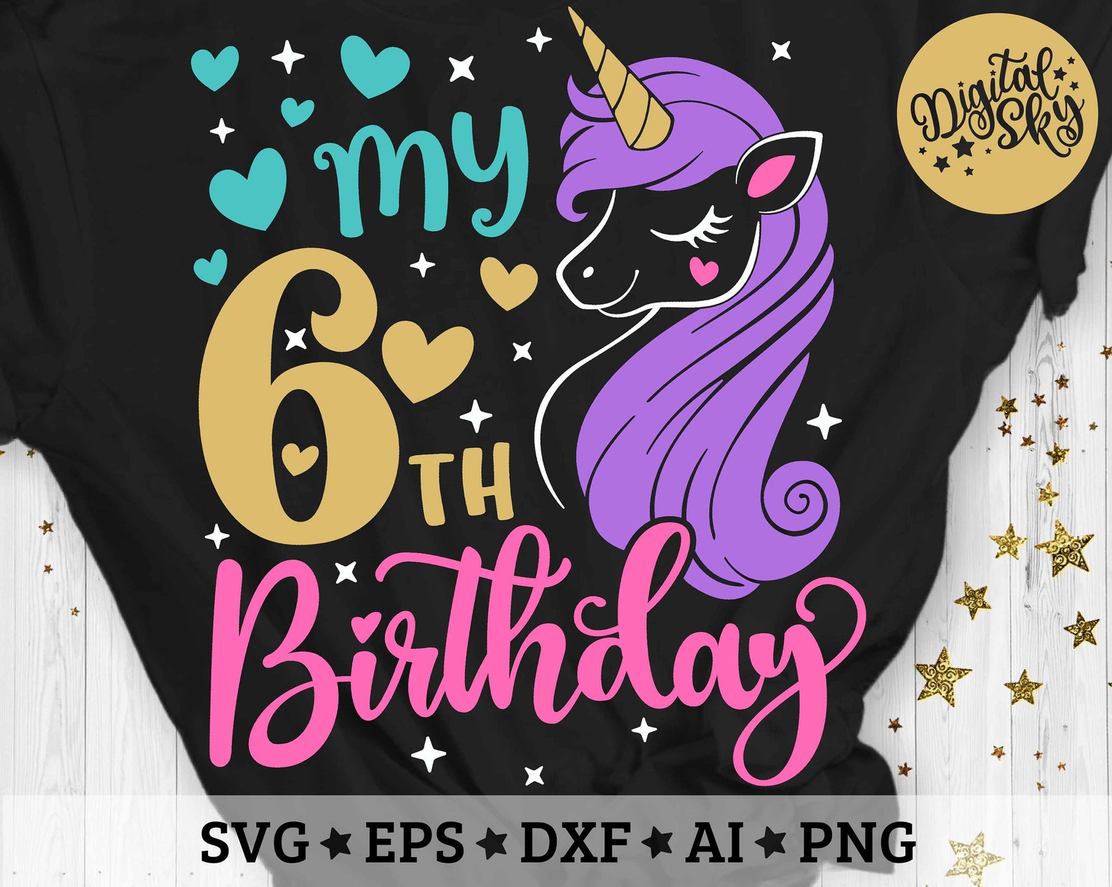 My 6th Birthday Svg Sixth Bday Svg Unicorn Birthday Svg | Etsy