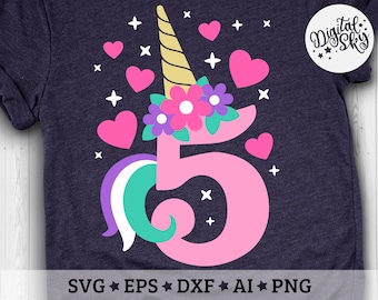 unicorn number 5 etsy