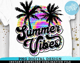 Sommer Vibes PNG, Sublimationsdruck, Direktdruckdatei, Sommer Sublimation PNG, Vintage Retro Print, Hippie PNG Bilddatei