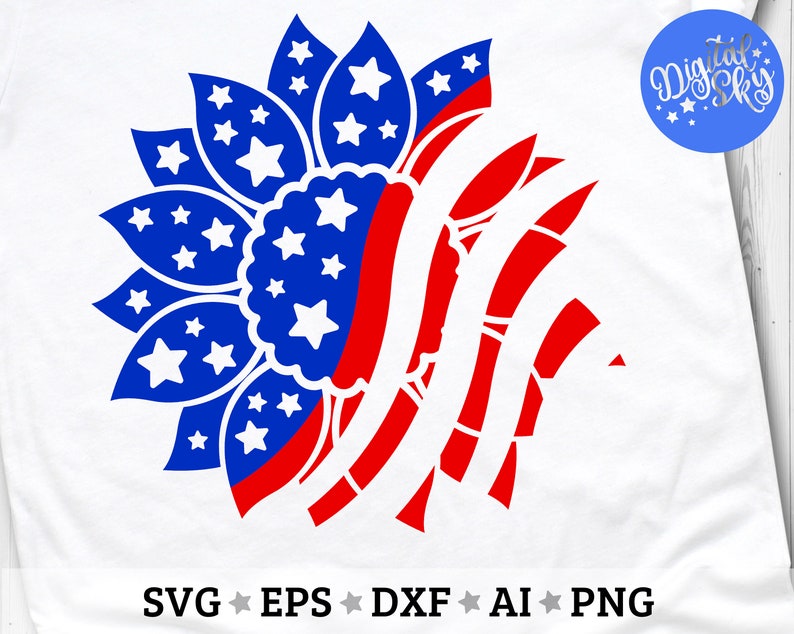 Download Patriotic Sunflower Svg America Sunflower Svg USA Flag | Etsy