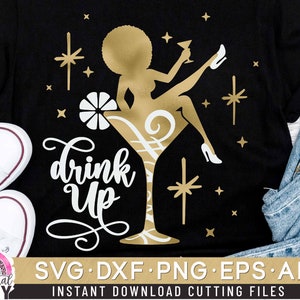 Drink Up Svg, Margarita Girl Svg, Drinking Wine Svg, Afro Girl Svg, Black Women Svg, Drink Glass Svg, Cut File Svg, Dxf, Eps, Png