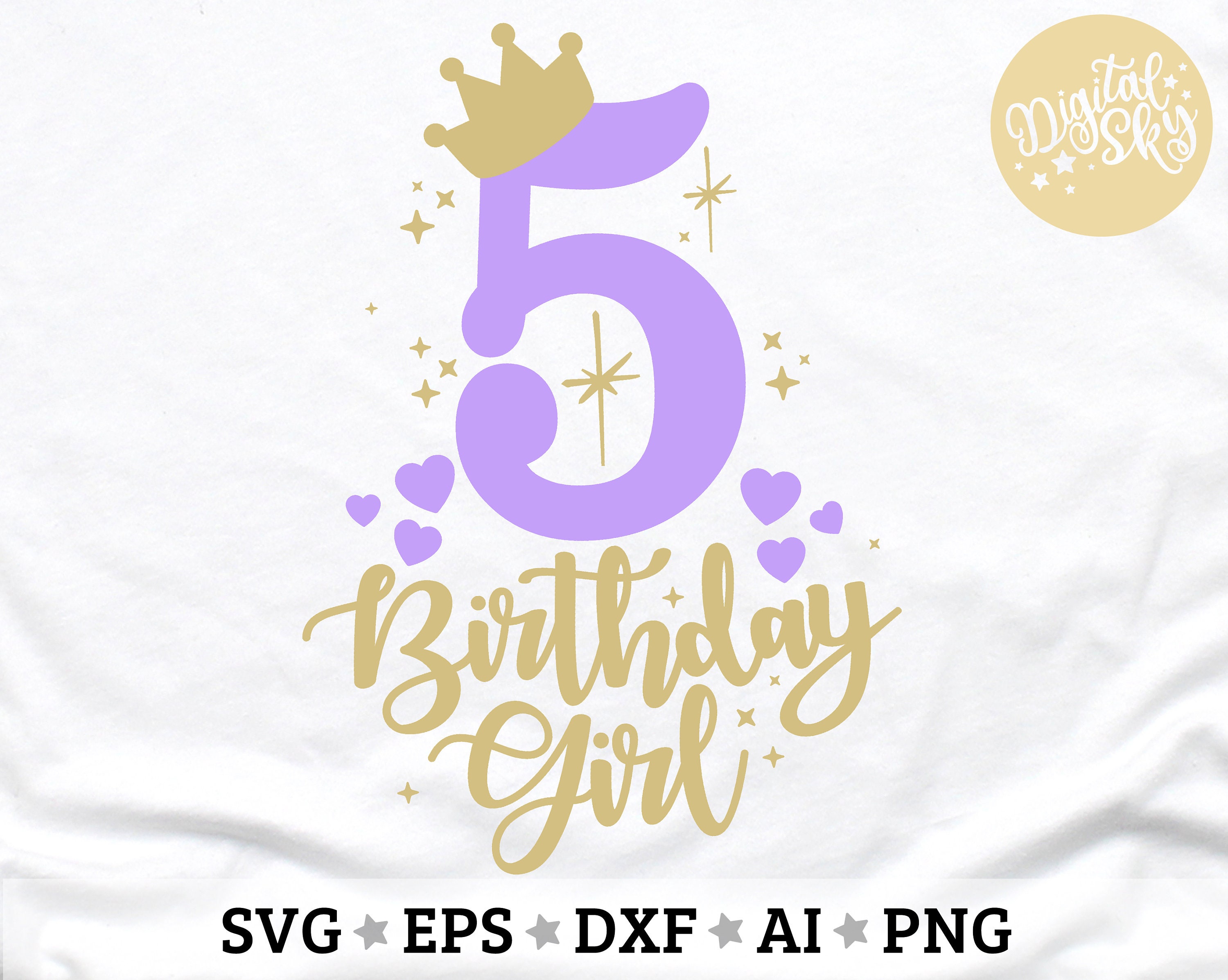 Download Five Birthday Svg Fifth Birthday Svg 5th Birthday Svg Etsy