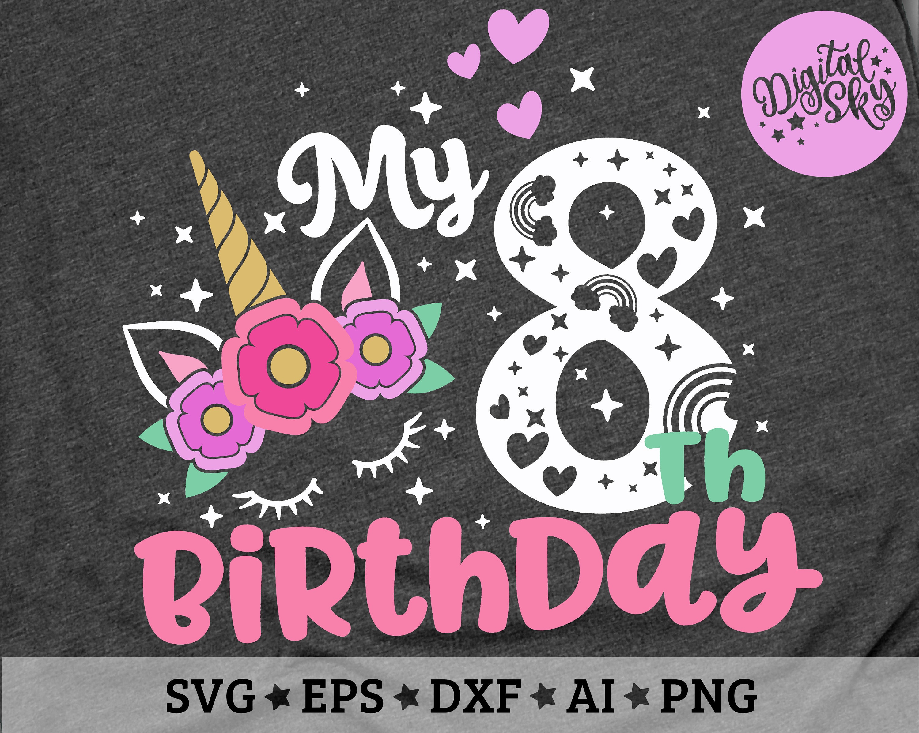 Download My 8th Birthday Svg Eight Birthday Svg Unicorn Birthday Svg Etsy