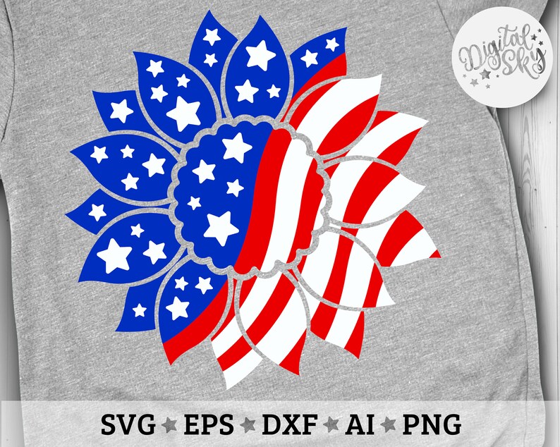 Download Patriotic Sunflower Svg America Sunflower Svg USA Flag | Etsy